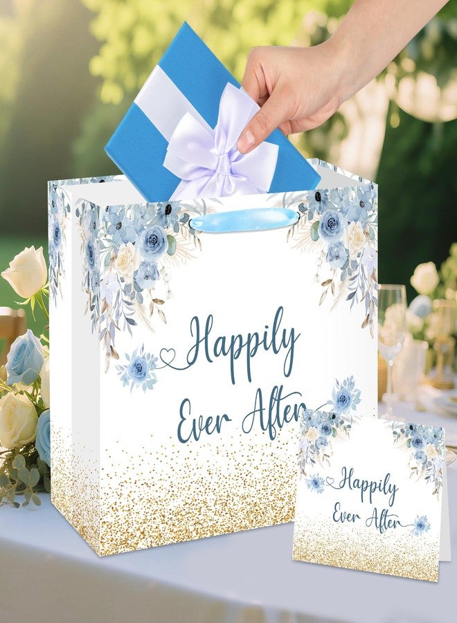 Woosytoo Wedding Gift Bag Bridal Shower Gift Bag with Tissue Paper and Card Engagement Bride to Be Paper Bags Happily Ever Life Wedding Wrapping Paper for Bride to Be Engage Bachelorette Party Supplies Decor - Image 4